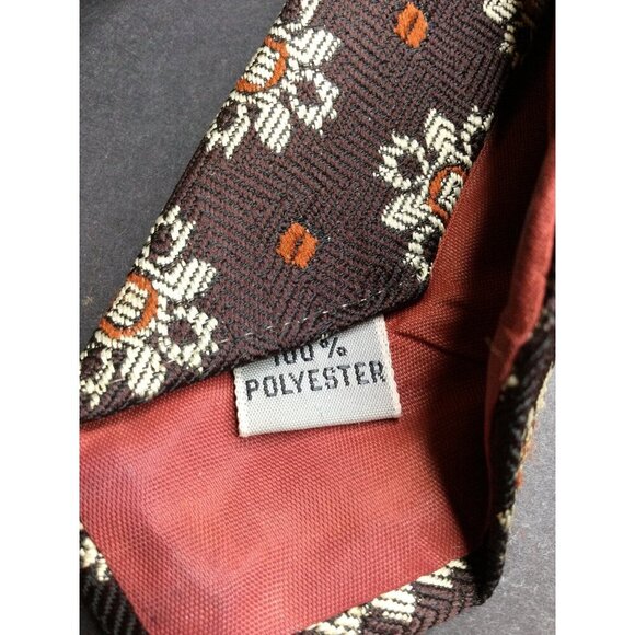 Vintage Andhurst Floral Patterned Brown Tie 100% Polyester Made in USA - Picture 5 of 8